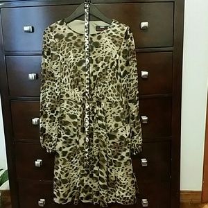 Miss Sixty size 6 LEOPARD PRINT DRESS WITH SHEER SLEEVES